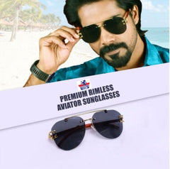 Premium Rimless Aviator Sunglasses (Pack of 1 )