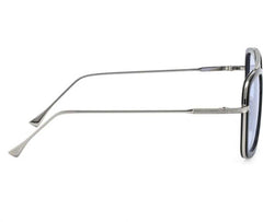 Unisex Blue Silver Retro Square Sunglass